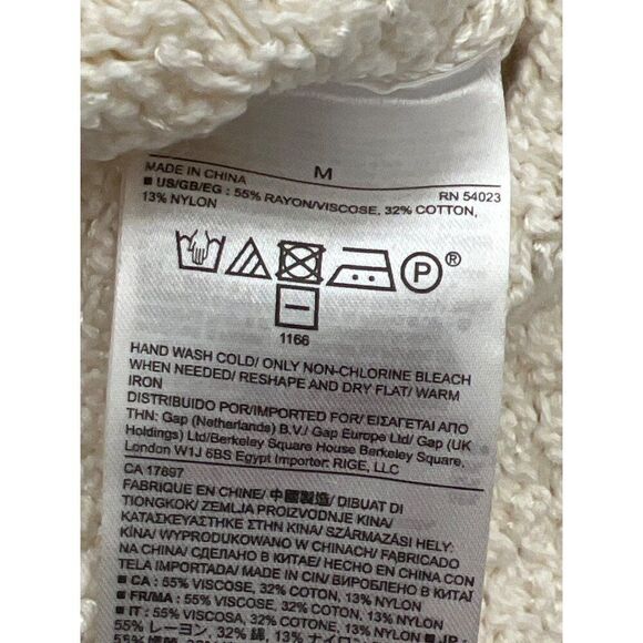 Banana Republic Women Ivory Basket Weave Long Sleeve Sweater Size M - Picture 9 of 9